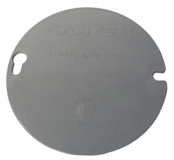 Electrical Box Cover, Round Box Type, 1 Gang(s), Round, PVC, Blank Cover, Cantex, Mfr#: EZYKLR