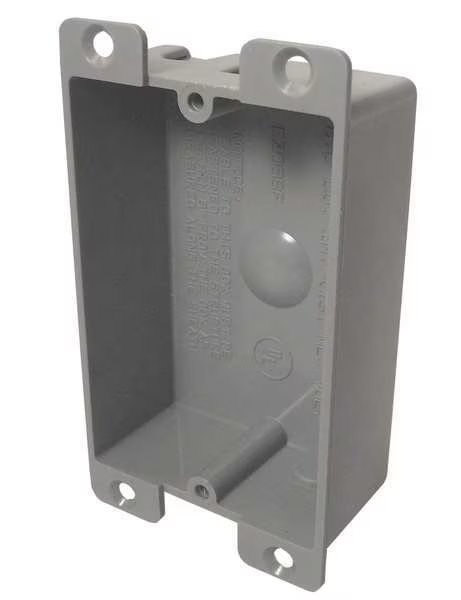 Electrical Box, 8 cu in, Square Box Type, 1 Gang(s), PVC, Square Shape, Cantex, Mfr#: EZ08SF