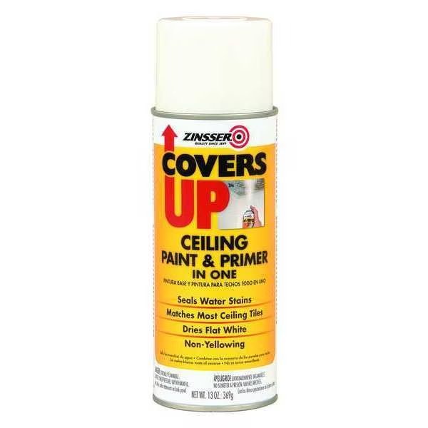 Acoustical Ceiling Tile Spray Paint, White, Flat, 13 oz, Zinsser, Mfr#: 3688