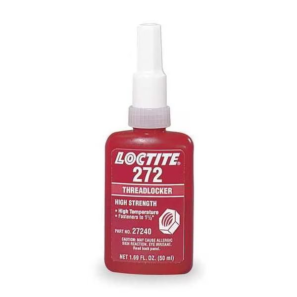 Threadlocker, LOCTITE 272, Red, High Strength, Liquid, 50 mL Bottle, Loctite, Mfr#: 88442