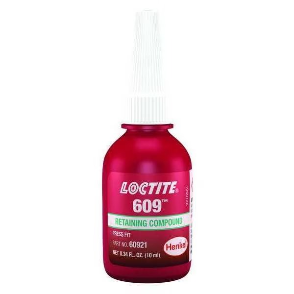 Retaining Compound 609, .34 fl oz, 10 ml, Bottle, Green, Loctite, Mfr#: 135511