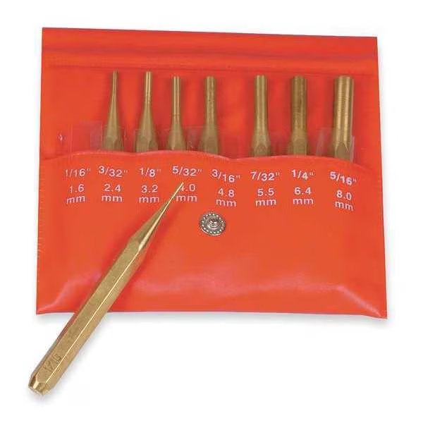 Drive Pin Punch Set, 8 Pieces, Brass, Mitutoyo, Mfr#: 985-120