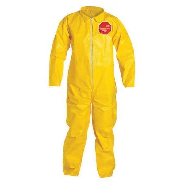 Coveralls, 12 PK, Yellow, Tychem(R) 2000, Zipper, Dupont, Mfr#: QC120SYLMD001200
