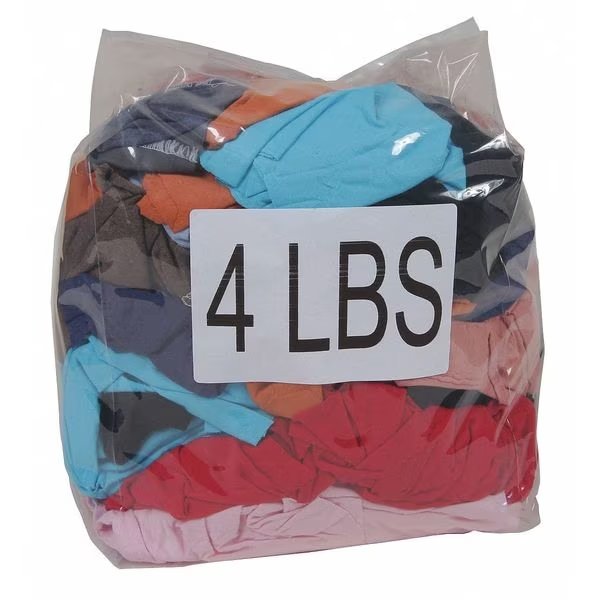 Recycled Cotton T-shirt Cloth Rags, 4 lb. Bag, Sizes Vary, Assorted Colors, EnjoyTool Select, Mfr#: G342004BG