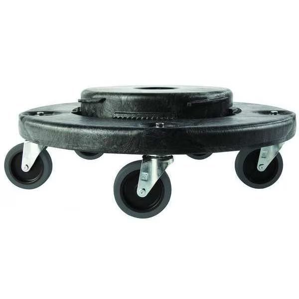 Quiet Container Dolly for BRUTE 20-55 gal Containers 250 lb Load Capacity, 5 Swivel Casters, Black, Rubbermaid Commercial, Mfr#: FG264043BLA