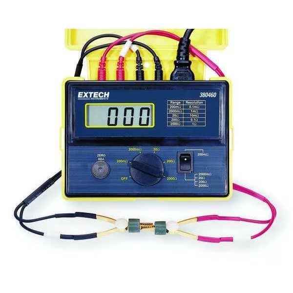 Precision Milli Ohm Meter, 200m-2000 Ohms, Extech, Mfr#: 380460