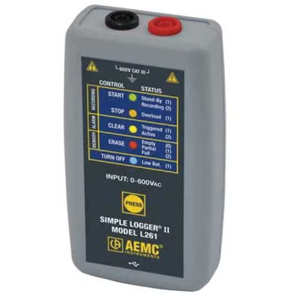 Voltage Data Logger, 0 to 600VAC/DC, Aemc Instruments, Mfr#: L261
