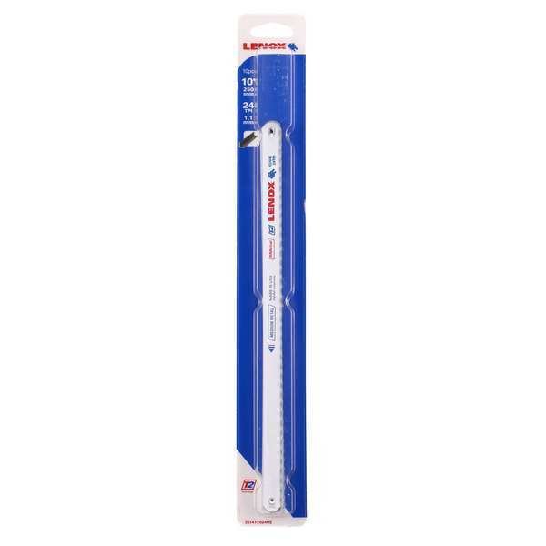 Hacksaw Blade, 10In, 24TPI, Bi-Metal, PK10, Lenox, Mfr#: 20141-V024HE