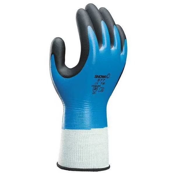 Foam Nitrile Coated Gloves, Full Coverage, Black/Blue, M, PR, Showa, Mfr#: 377M-07