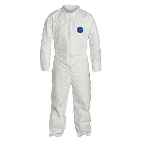 Tyvek 400 Collared Disposable Coveralls, 2XL, Open Wrists and Ankles, Serged Seam, White, 25 Pack, Dupont, Mfr#: TY120SWH2X002500