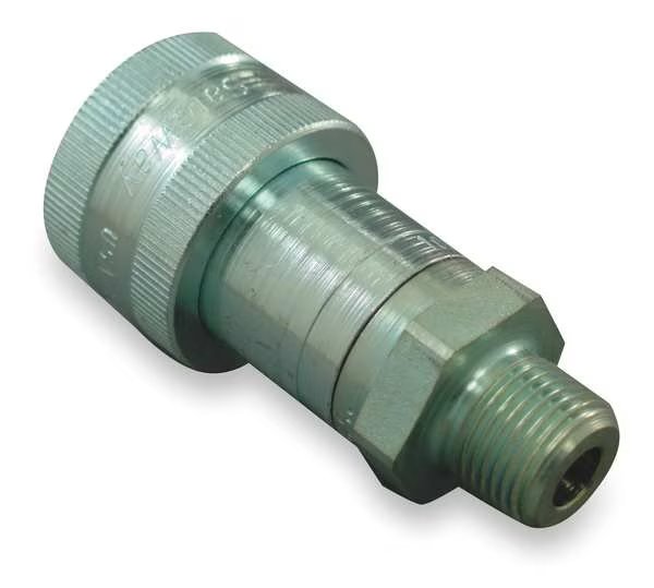 Hydraulic Quick Connect Hose Coupling, Steel Body, Thread-to-Connect Lock, 3/8"-18 Thread Size, Safeway Hydraulics, Mfr#: S35-3P