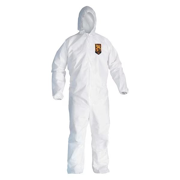 Disposable Coveralls, 24 PK, White, SMMMS, Zipper, Kleenguard, Mfr#: 49113