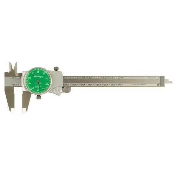 Dial Caliper, 6 In, Green, 0.100/Rev, Mitutoyo, Mfr#: 505-742-53J