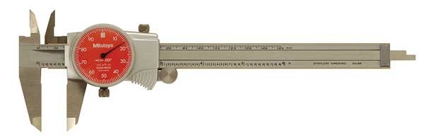 Dial Caliper, 6 In, Red, 0.100 In/Rev, Mitutoyo, Mfr#: 505-742-54J
