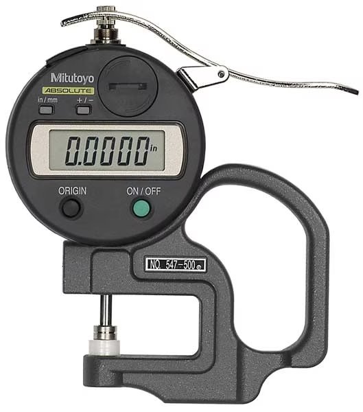 Thickness Gage, Range 0 -.47 In, NIST, Mitutoyo, Mfr#: 547-500SCAL