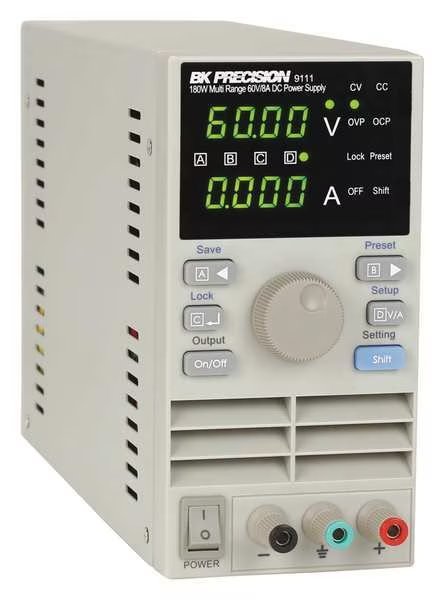 DC Power Supply, Digital, 60V, 8A, 7 in. H, B&K Precision, Mfr#: 9111