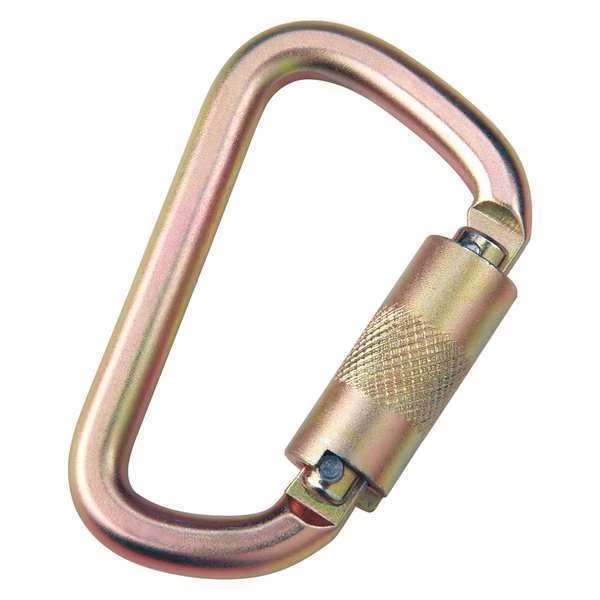 Carabiner, Twist-Lock, 4 5/16 in Length, Steel, Yellow, 3M Dbi-Sala, Mfr#: 2000112