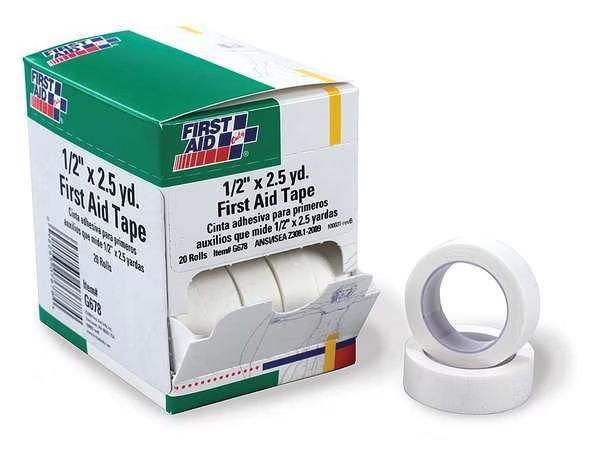 First Aid Tape, White, 1/2inW, 2-1/2yd., PK20, First Aid Only, Mfr#: 40JH09