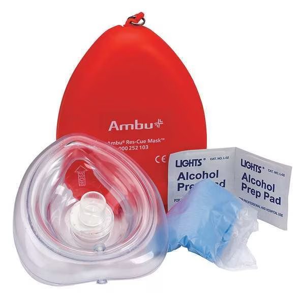 CPR Mask, 6 Components, 4-1/4 in. L, First Aid Only, Mfr#: M573-AMBU