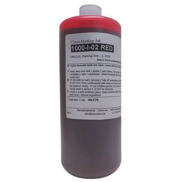 Marking Ink, Dye, Red, qt., 30 to 60 sec, Carco, Mfr#: 1000-I-02 RED