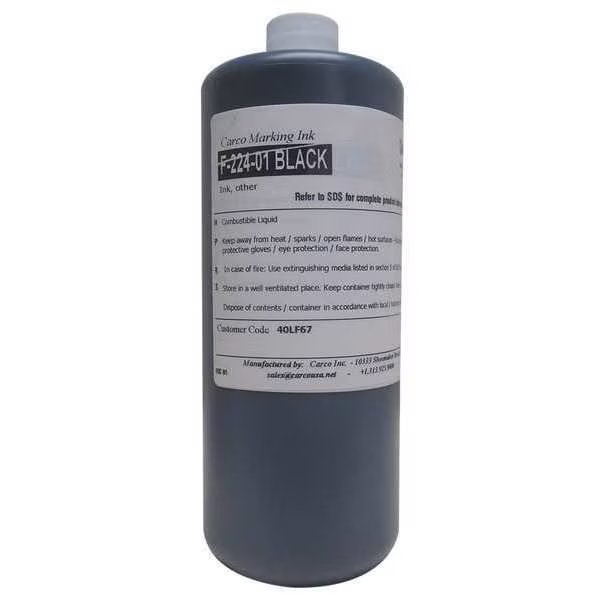 Marking Ink, Pigment, Blck, 15 to 20 min, Carco, Mfr#: F-224-01 BLACK