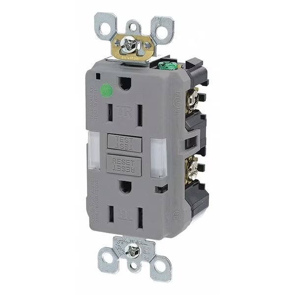 Recept, Gray, 15 A, GFCI, 2P3W, Bk;Sd, 1PK, Leviton, Mfr#: GFNL1-HGG