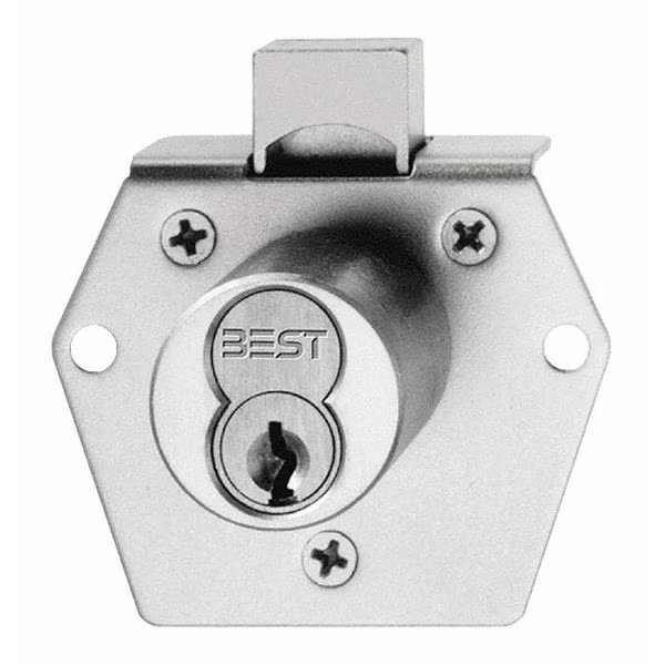 Deadbolt Cabinet Lock, Satin Brass, Opens With: Key, Best, Mfr#: 5L7RD2606