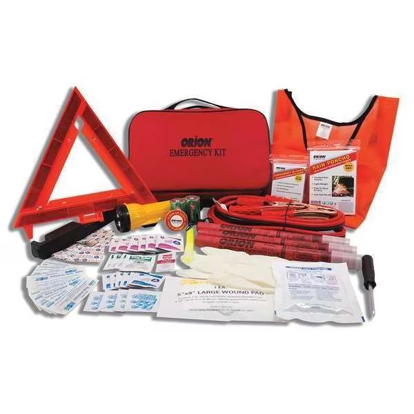 Deluxe Roadside Emergency Kit with Warning Triangle, 79-Piece, Carrying Case, Cortina Safety Products, Mfr#: 95-07-57