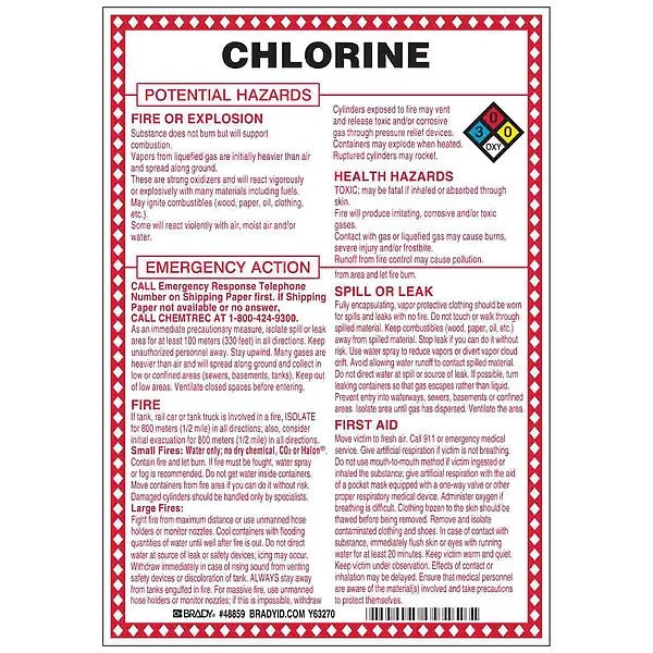 Chemical Sign, 10 in Height, 7 in Width, Rectangle, Brady, Mfr#: 48859