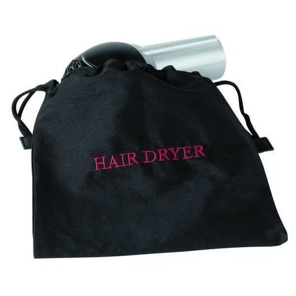Hair Dryer Bag, 12x12In, Black, Cotton/Poly, Hospitality 1 Source, Mfr#: HDBAG