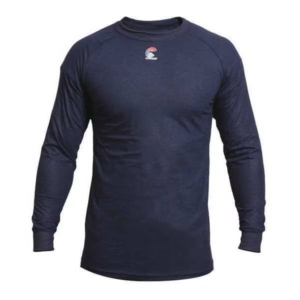 Flame Resistant Crewneck Shirt, Navy, Modacrylic, L, National Safety Apparel, Mfr#: C52FKSRLSLG