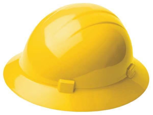 Full Brim Hard Hat, Type 1, Class E, Pinlock (4-Point), Yellow, Erb Safety, Mfr#: 19202