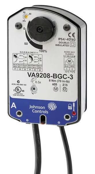 Elec Act, 70 in.-lb., On-Off, 24VAC, Johnson Controls, Mfr#: VA9208-BGC-3