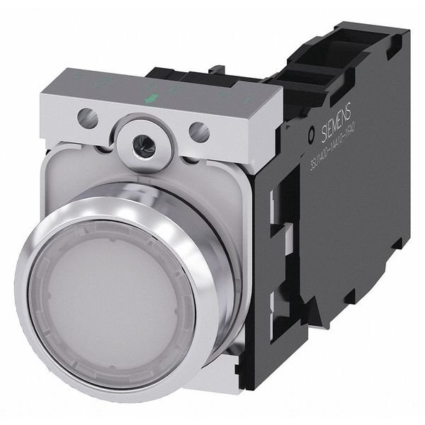 Illuminated Push Button, White, 22mm, LED, Siemens, Mfr#: 3SU1153-0AB60-1FA0