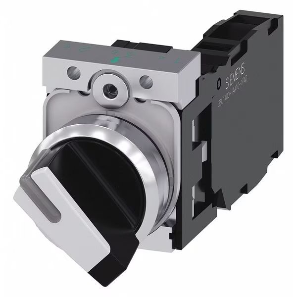 Non-Illuminated Selector Switch, 1NO/1NC, White, Siemens, Mfr#: 3SU1150-2BF60-1FA0