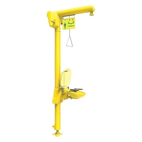 Floor-Mounted Heat Traced Shower with Plastic Bowl in Yellow, Bradley, Mfr#: S19-304GAB