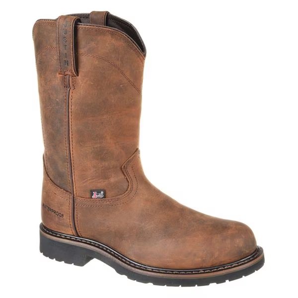 Size 10-1/2 Men's Wellington Boot Steel Work Boot, Tan, Justin Original Workboots, Mfr#: SE4961