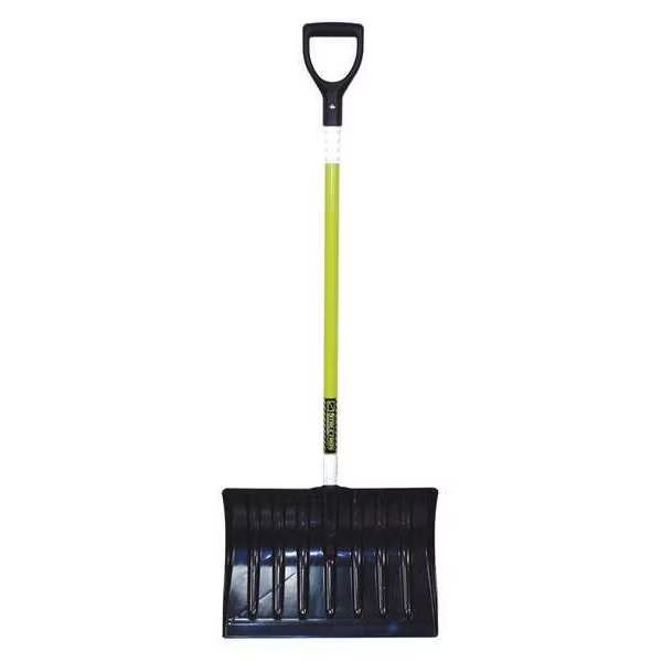 Snow Shovel, 43 in Fiberglass D-Grip Handle, Poly Blade Material, 18 in Blade Width, Structron, Mfr#: 96849GRA