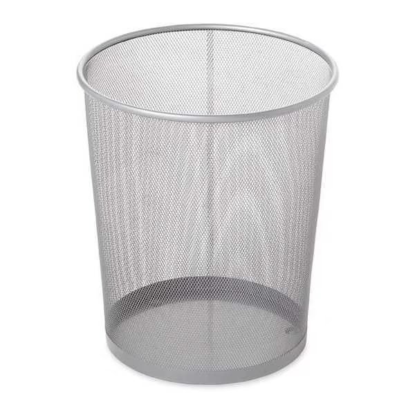 5 gal Round Trash Can, Silver, Mesh Steel, Rubbermaid Commercial, Mfr#: FGWMB20SLV