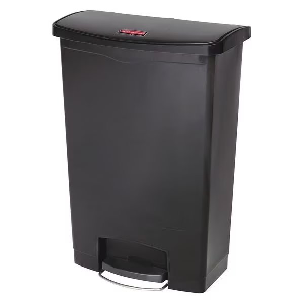 24 gal Rectangular Trash Can, Black, Resin, Rubbermaid Commercial, Mfr#: 1883615