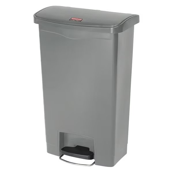 13 gal Rectangular Trash Can, Gray, 12 1/8 in Dia, Resin, Rubbermaid Commercial, Mfr#: 1883602