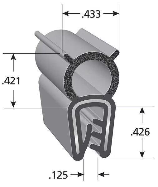 Black Vinyl Seal 25 ft. L, 0.433