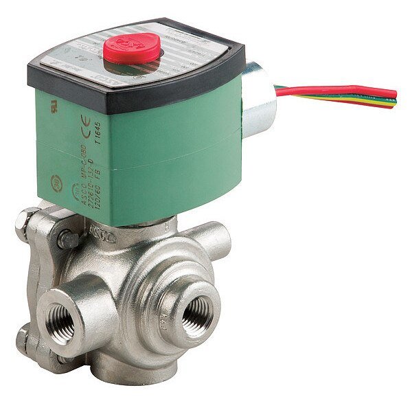 120V AC Stainless Steel Solenoid Valve, Universal, 1/4 in Pipe Size, Redhat, Mfr#: 8342G701