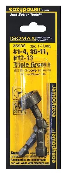 3 Piece Screwdriver Bit Set, 1/4, EAZYPOWER, Mfr# 35932