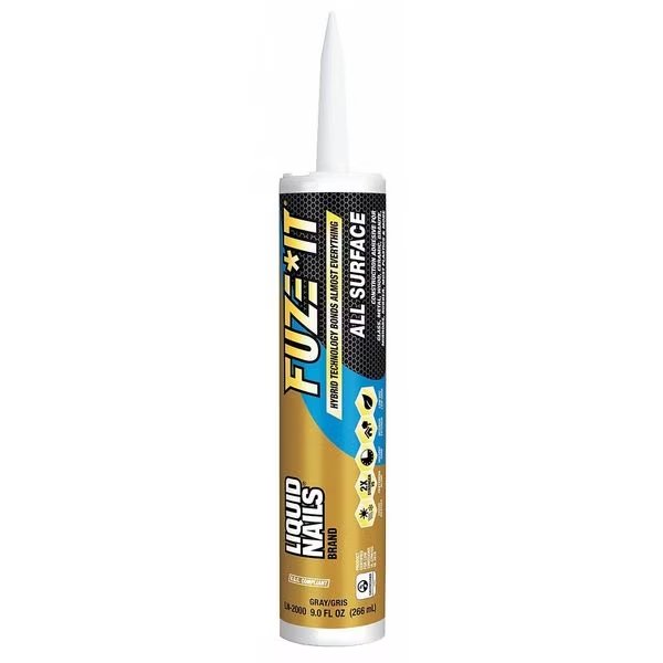 All Purpose Adhesive, Fuze*It Series, Gray, 9 oz, Cartridge, Liquid Nails, Mfr#: LN-2000