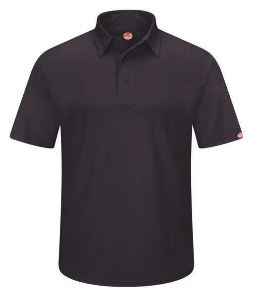 Short Sleeve Polo, Sz M, Black, Polyester, Red Kap, Mfr#: SK90BK SS M