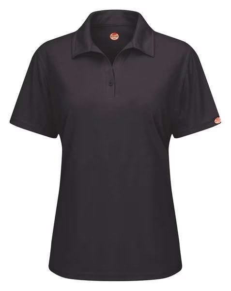 Short Sleeve Polo, Wmn, XL, Black, Polyester, Red Kap, Mfr#: SK91BK SS XL