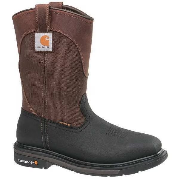 Size 9 1/2 Men's Western Boot Steel Western Boot, Black/Brown, Carhartt, Mfr#: CMP1258