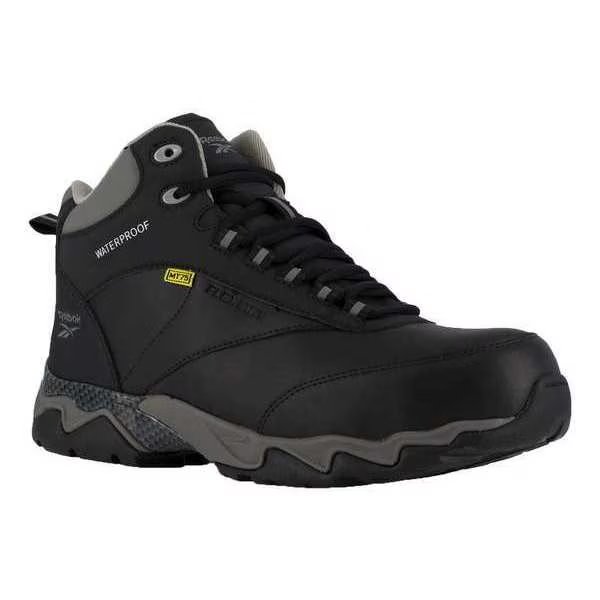 Size 9-1/2 Men's Athletic High-Top Composite Work Shoe, Black, Reebok, Mfr#: RB1067