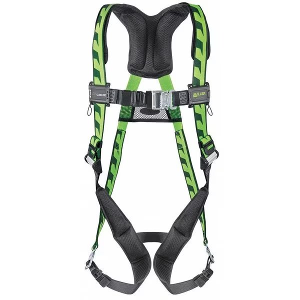 AirCore Full Body Harness, Quick Connect Buckles, Polyester, Green, Size L/XL, Honeywell Miller, Mfr#: AC-QC/UGN